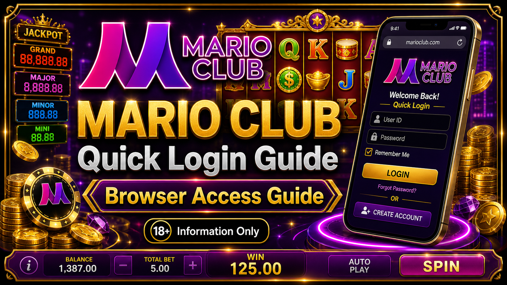 MARIO CLUB Quick Login Guide